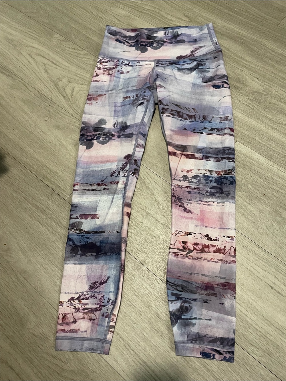 lululemon athletica Pink and Purple Watercolor Print Leggings